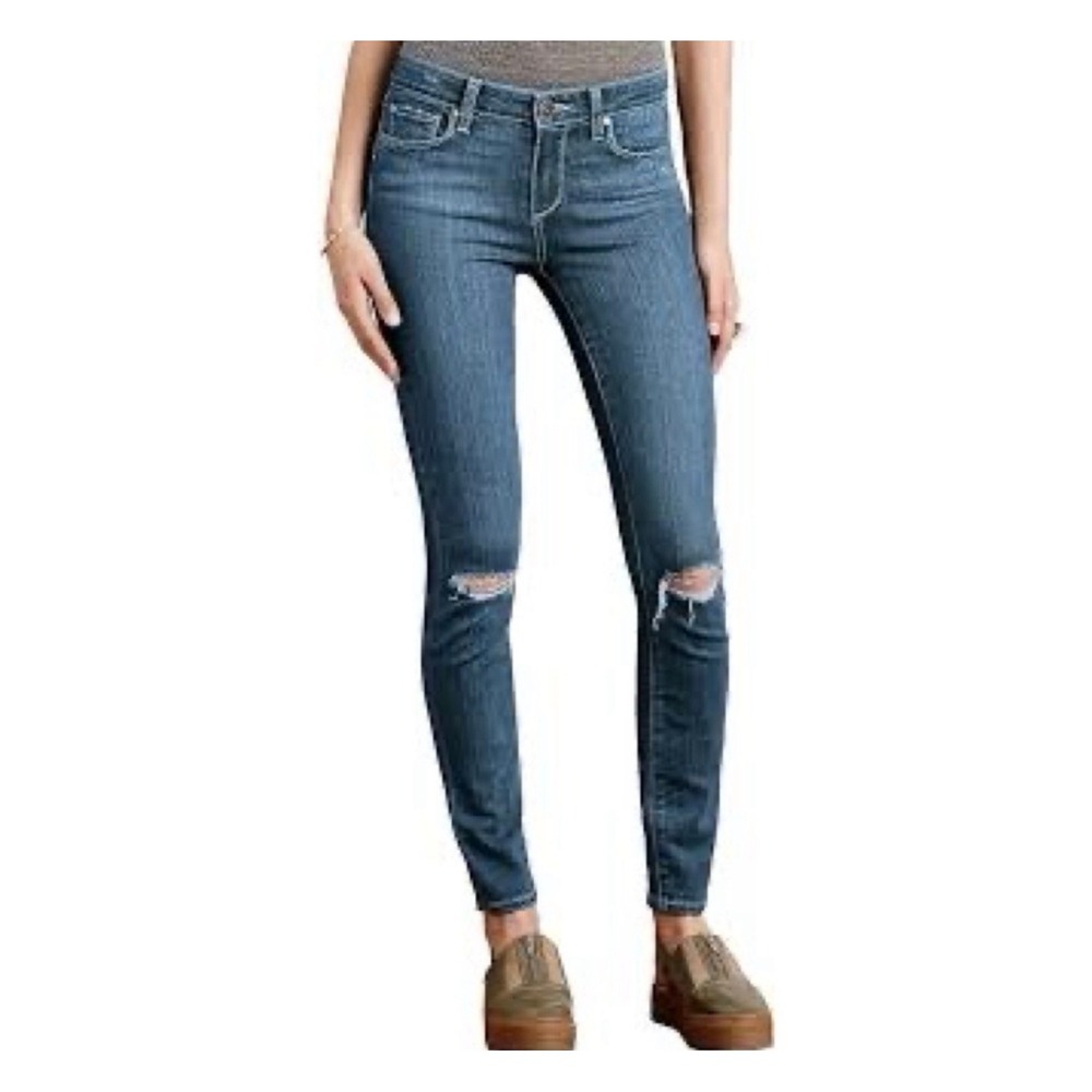 Paige Verdugo Ankle Skinny Jeans Size 27‎ Distressed Knee Dark Wash Denim